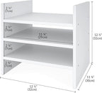 Ballucci 4-Tier Paper Sorter and File Organizer for Desk, Wood Mail Sorter, Fits into IKEA Kalax and ClosetMaid Cube Storage 