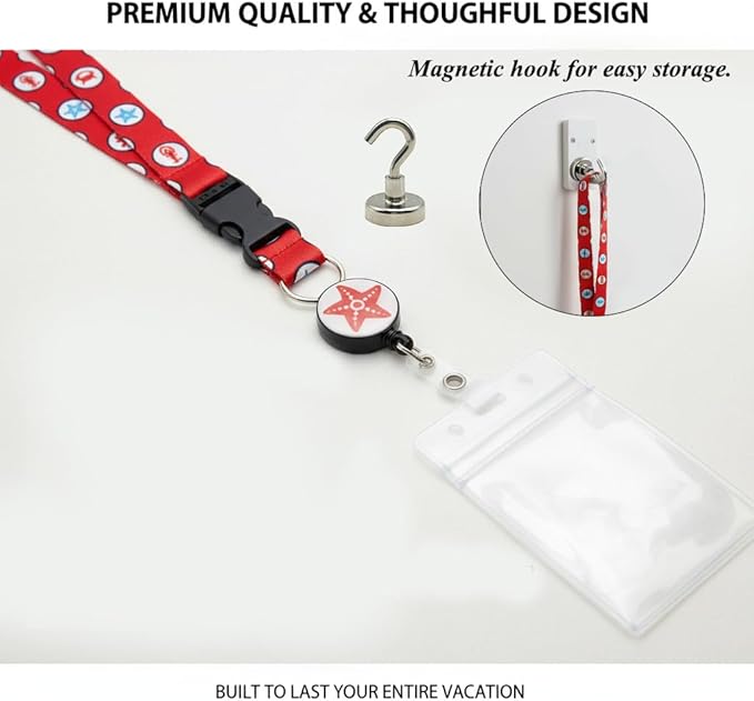 DAYUMKOU 6 Set Cruise Luggage Tags with Detachable Cruise Lanyard for Ship Cards Include Hooks, Luggage Tag Holders for Carni