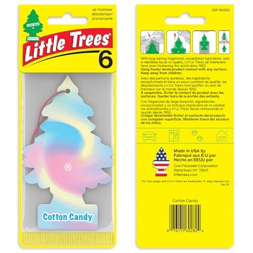LITTLE TREES Car Air Freshener | Hanging Tree Provides Long Lasting Scent for Auto and Home | 24 Air Fresheners |Cotton Candy