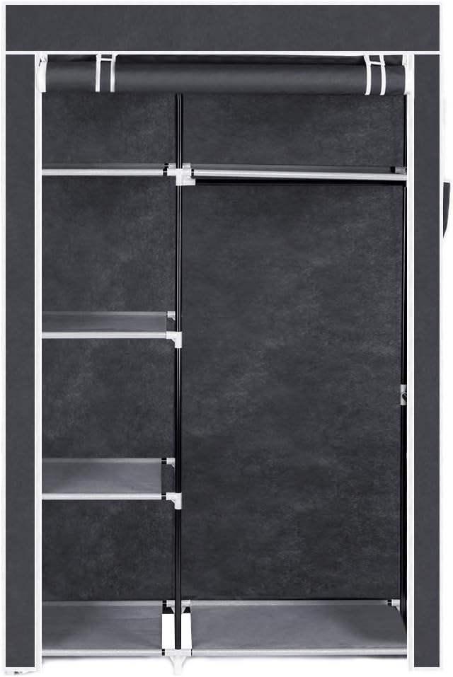 64" Portable Closet Storage Organizer Wardrobe Clothes Rack,Covered Garment Rack,Steel Tube Clothes Storage Organizer,Freesta