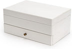 Meangood Jewelry Box Organizer for Women, 2 Layer Large Jewelry Storage Case, Rustic Wooden Jewelry Box with Mirror & Ring Tr