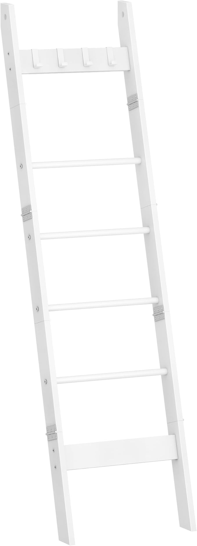 Hzuaneri Blanket Ladder for Living Room, Decorative Quilt Rack with 4 Removable Hooks, 6-Tier Farmhouse Ladder Holder Shelf O