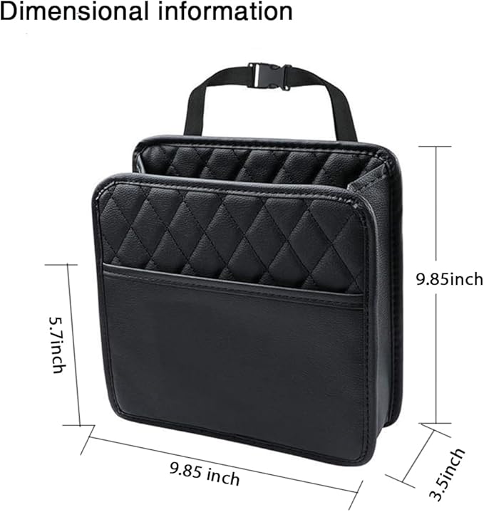 Car Back Seat Organizer, Hanging PU Leather Car Storage Bag, Compatible with Most Vehicles Interior Accessories Organizer (Black(1Pack))