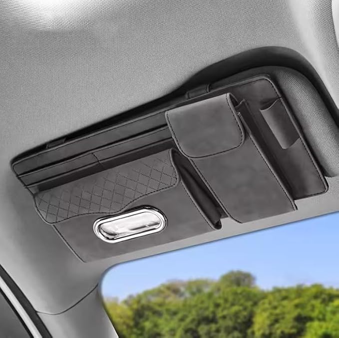 Multifunctional Car Visor Organizer (Suede leather - Gray)