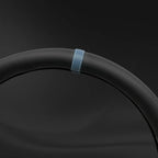Morandi Color Steering Wheel Cover, Nappa Leather, Fashionable Sporty Style, Universal 15 inches,Black and Blue