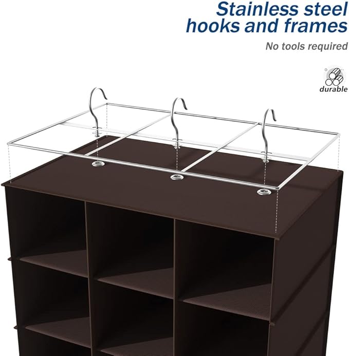coastal rose Hanging Shoe Closet Organizer, 30 Sections Hanging Closet Organizers and Storage Shelves, Space Saving Shoe Rack