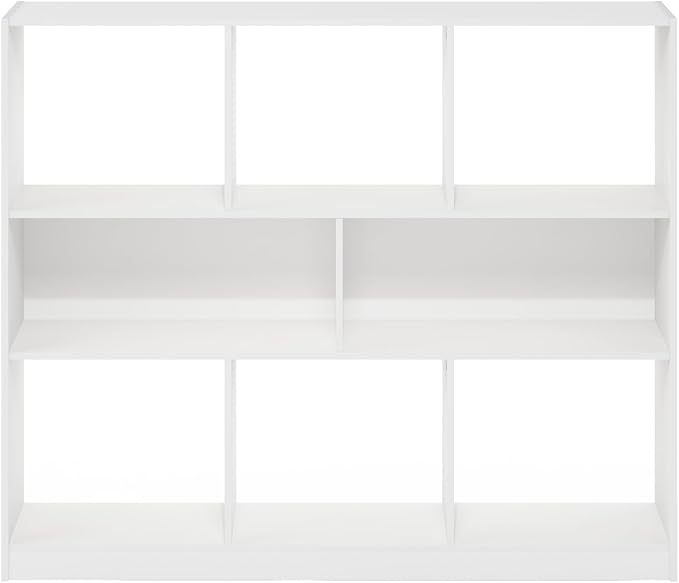 Furinno DALY Book Shelf, 8-Cube Bookshelf, Horizontal Cube Storage Organizer Bookcase, 10.9 x 47.2 x 39.4, for Living Room, B
