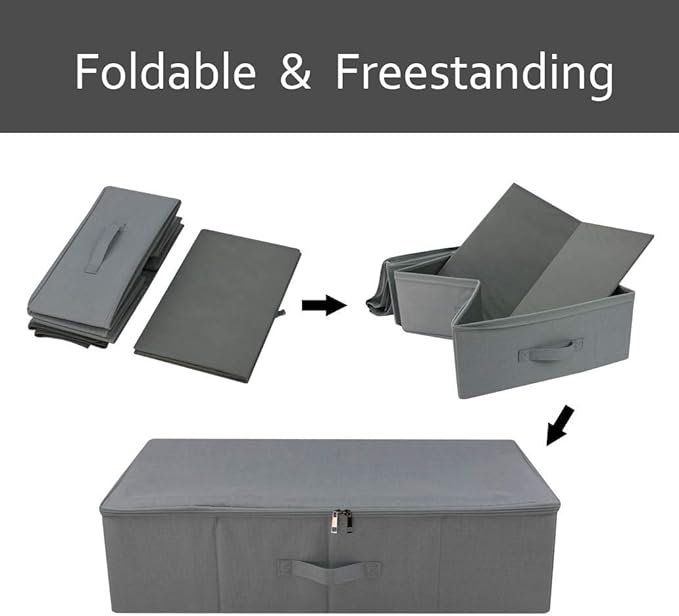iwill CREATE PRO Folding Washable Dustproof Under bed Storage Bins with Lids, Underbed Storage Containers for Closet, Wardrob