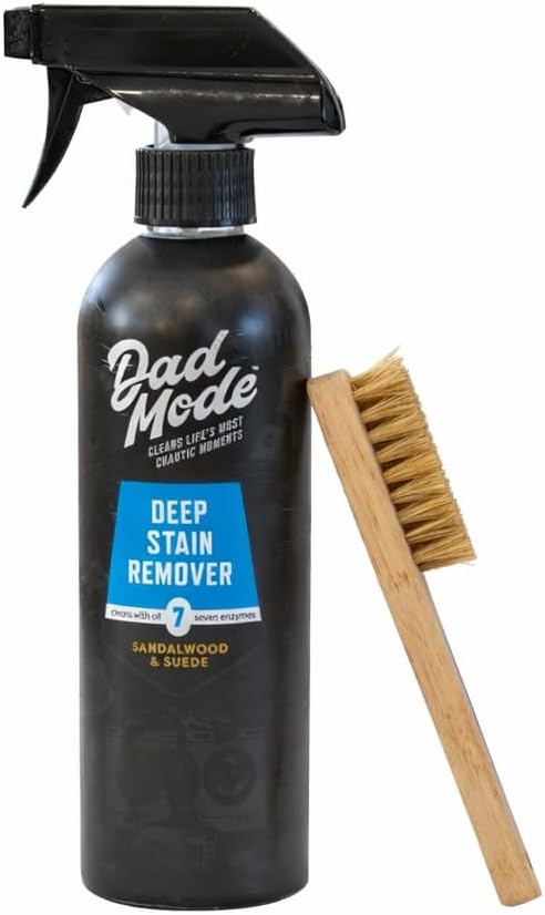 DadMode 7-Enzyme Laundry Stain & Odor Destroyer with Stain Remover Brush – Deep Cleaner for Extreme Clothing Messes Powered b
