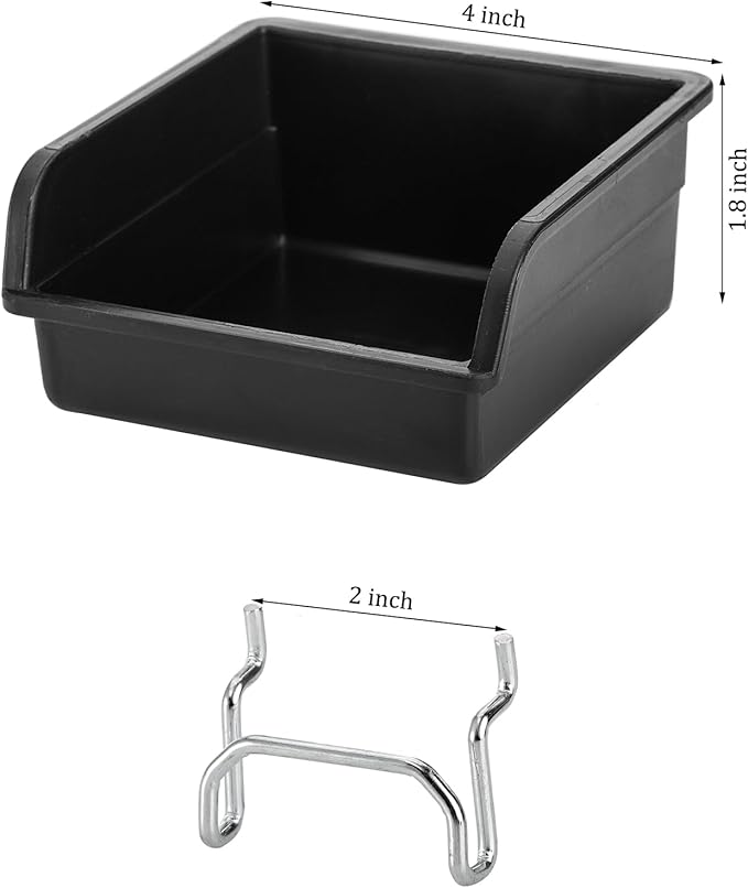 Foraineam 16 Pack Pegboard Bins with Metal Hooks, Black Garage Workbench Bins Cups Peg Board Accessories Kit, Pegboard Tools 