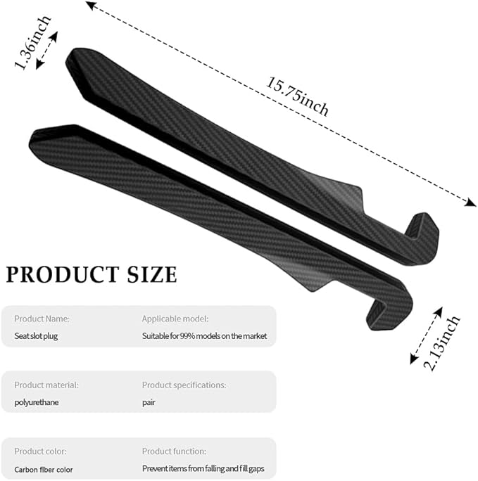 2PCS Car Seat Gap Filler,Super Flexible Car Side Seat Gap Filler CCar interior Accessories,Universal Car Organizer Between Seats for Tightly Filling Seat Gaps(Carbon Fiber/2PCS)…