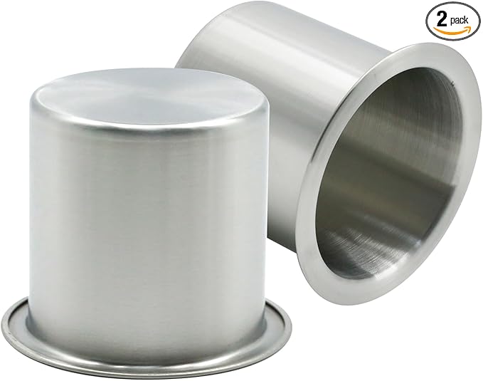 Anxingo 2 Pcs Stainless Steel Cup Holder, Silver Poker Table Drink Holder, Drop-in Cup Drink Holder for Yacht Boats RV Cars a