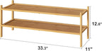 kiplant Long Shoe Rack, 2-Tier Bamboo Wood Shoe Rack, Stackable for Closet, Entryway & Hallway