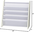 Humble Crew 4-Tier Kids Bookshelf, White Wood/White - Premium Book Shelf for Kids Rooms with Four Deep Pockets - Toddler Slin