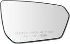 TRQ Passenger Side Mirror Glass Heated Convex with Backing Plate For Factory Equipped & Aftermarket Mirrors Compatible with 2