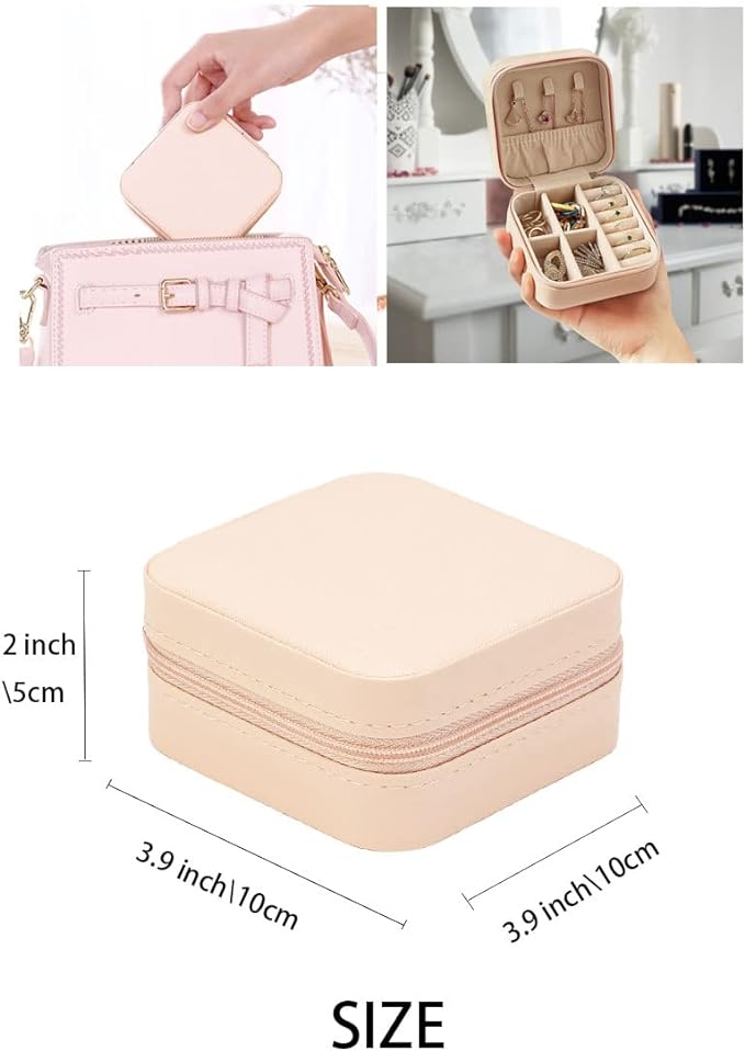 ZPROW Travel Jewelry Case, Mini Portable Jewelry Travel Boxes, Small Jewelry Organizer for Rings, Earrings, Pendants, Watches