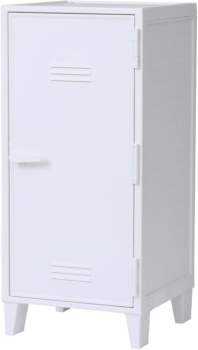 TENMA White Retro Locker-Shaped Storage Box, Fits Peg Cabinet, Vertical Storage, Easy Assembly, No Tools Required, Size: 14.0
