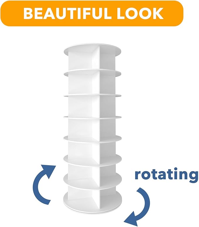 SpaceAid 7 Tier Rotating Shoe Rack Tower, Spinning Shoe Display Lazy Susan, Revolving 360 Shoe Rack Storage Round Carousel, V