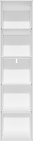 5 Cube Storage Organizer,Wooden 5-Tier Open Shelf Bookshelf,Versatile Storage Cubes for Living Room，Bedroom,Home Office, (Whi