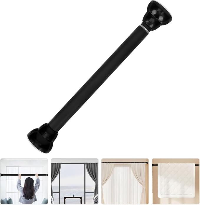Adjustable Stainless Steel Curtain Rod No Drilling Retractable Clothes Pole for Indoor Use Rubber Ends for Smooth Surfaces Ba