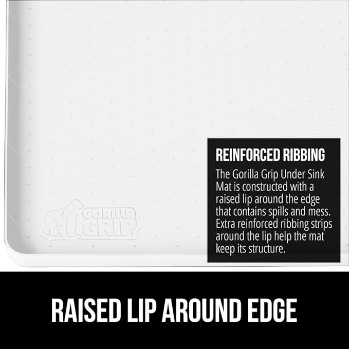GORILLA GRIP Waterproof Silicone Under Sink Mat with Raised Lip for Kitchen and Bathroom, 46 x 22 in, Cabinet Shelf Liner Sta