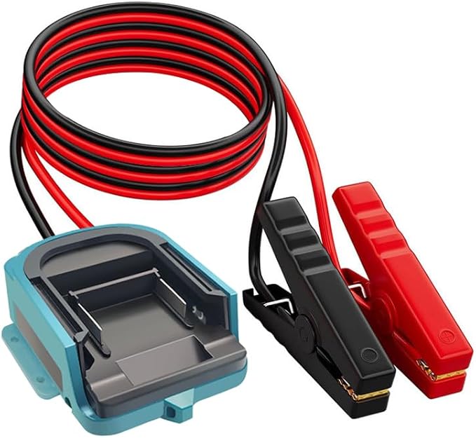 Jumper Cables Adapter Compatible with Ma-kita 18V Battery, 8AWG 2FT Portable Battery Jump Starter Automotive Booster Cables Power for Car Jump Starting Using Tool
