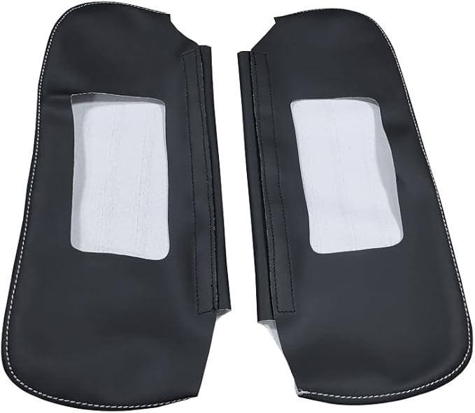 Car Sun Visor Cover Pair Fit for Chevy Camaro 1993-2002, for Pontiac Firebird 1993-2002, Microfiber Leather, Black-Gray Stitch