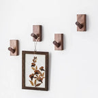 HomeDo Adhesive Wall Hooks Hat Rack, Wooden Coat Hooks Wall Mounted, Decorative Hooks Single Organizer Hat Hanger Towel Rack,