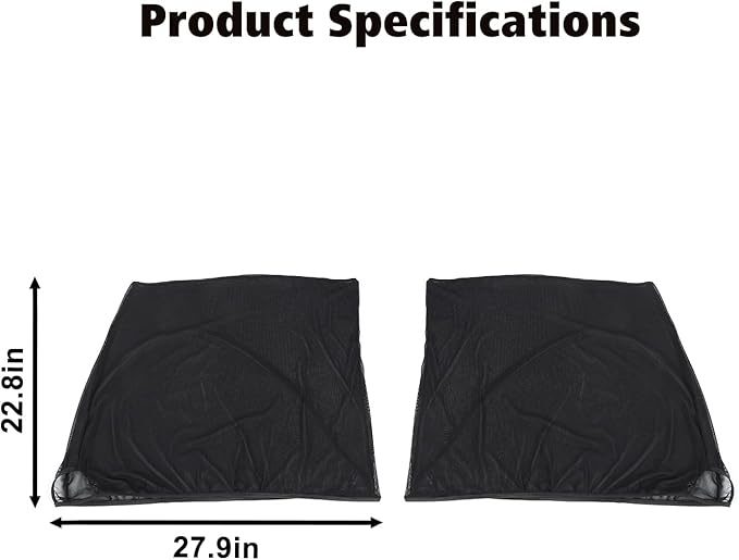 Front Window Sun Shade Covers Elasticized Breathable Mesh Car Side Window Screens Net UV Protection Sunshade for Jeep Wrangler TJ JK JL & Gladiator JT 1997-2024,2PCS