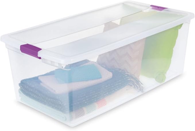 Sterilite 16-Pack 110 Quart ClearView Latch Box, Stackable Organizer Bins with Latching Lids - Clear Plastic Organization Con