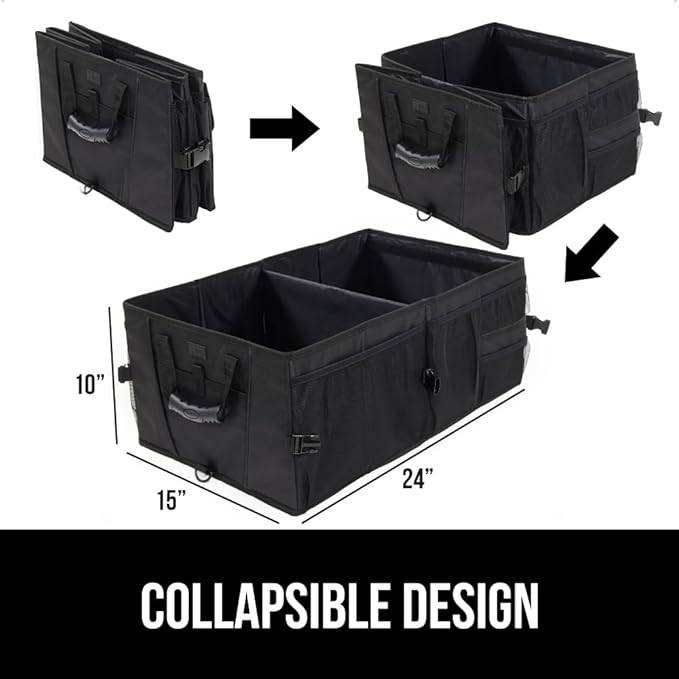 GORILLA GRIP Large Capacity Sturdy Trunk Storage Organizer, Slip and Water Resistant Collapsible Organization Container for