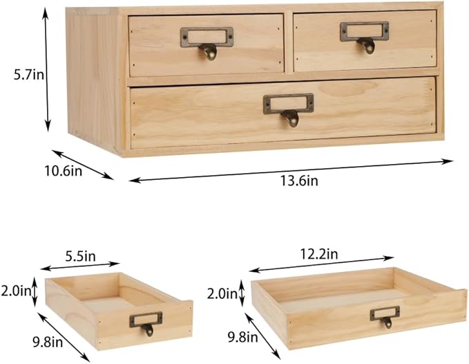 Wooden Storage Box Apothecary Drawers Vintage Wooden Box Wood Desktop Organizer Countertop Drawers Library Card Catalog Cabin