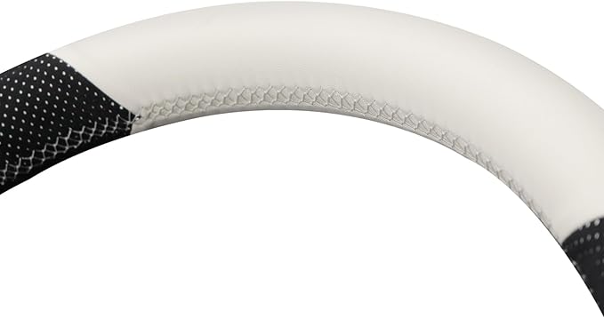 MEWANT Hand Stitched White Leather Steering Wheel Cover for Tesla Model 3 Highland 2023 2024 2025