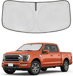 Windshield Sun Shade for Ford F150 2015-2024 2025 2026 Front Window Shade Custom Fit F-150 F150 F250 F350 F450 Accessories Sun Visor Foldable Shade Blocks UV Rays Summer Must Have Car Accessories