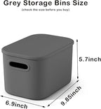 ORGIDOL 6 Pack Grey Storage Bins with Lids Stackable Storage Container for Organizing, Storage Boxes with Handle for Shelves,