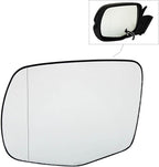 TRQ Driver Side Mirror Glass Aspherical Expanded View Snap On with Backing Plate Compatible with 2016-2018 Honda Pilot, 2017-