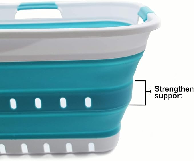 SAMMART 42L Collapsible Plastic Laundry Basket - Foldable Pop Up Storage Container/Organizer - Space Saving Hamper/Basket (1,