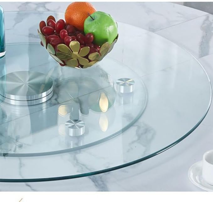 28" Glass Lazy Susan,Thickening Kitchen Dining Table Turntable,Round Tabletop Rotating Tray, with 6 Swivel Assist System,360°
