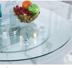 28" Glass Lazy Susan,Thickening Kitchen Dining Table Turntable,Round Tabletop Rotating Tray, with 6 Swivel Assist System,360°