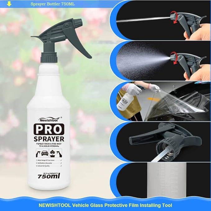 NEWISHTOOL Window Film Application Kit Car Tint Installation Tools with Spray Bottle PPF Squeegee Felt Scraper Knife for Vehicle Glass Protective Film Installing Tool Vinyl Wrap Kit Tools Tinting Kit