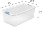 Sterilite 12-Pack Latching Box, Under Bed Storage Bins with Lids, Clear Plastic, 106 Quart - Heavy-Duty Organizing Containers