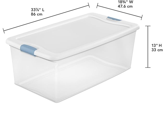 Sterilite 4-Pack Latching Box, Under Bed Storage Bins with Lids, Clear Plastic, 106 Quart - Heavy-Duty Organizing Containers 