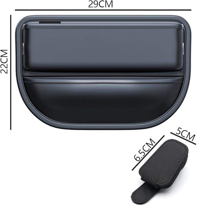 upra Car Seat Gap Organizer with Card Slots & Bonus Eyeglass Holder – Universal Fit, Premium Leather, No More Dropped Items Great Gift for Drivers (Black)