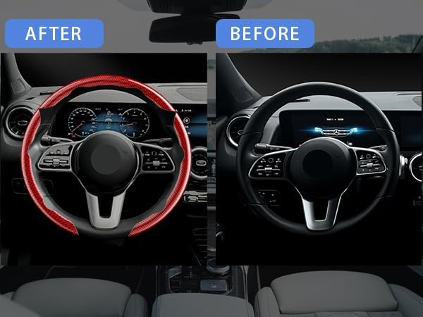 FOAN Steering Wheel Covers, 3PCs Carbon Fiber Anti-Skid Clip on Car Steering Wheel Cover Protector Universal for Most Car, Bl
