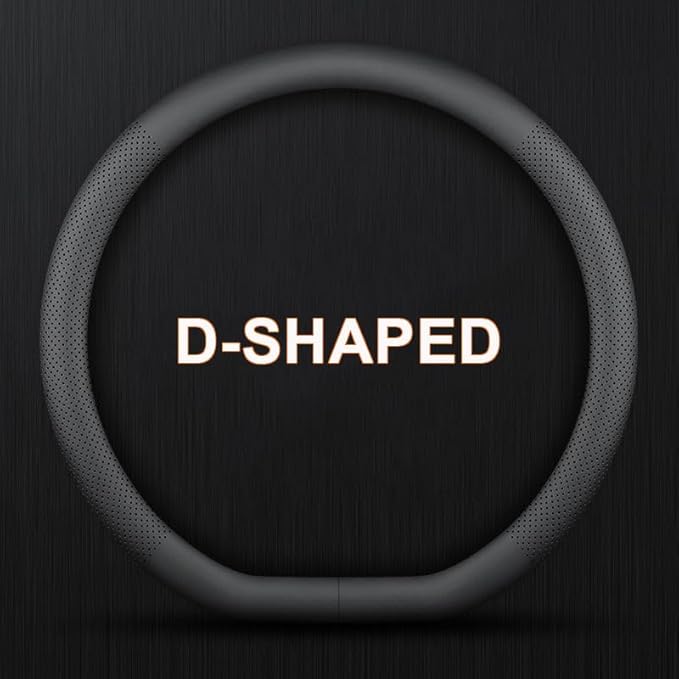 XHRING D-Shaped Car Steering Wheel Cover for Volkswagen VW Atlas Tiguan ID.4 Taos Passat Golf Jetta Beetle Polo GTI CC Touareg SE SEL R-line S Cross Sport Accessories, 2026 Leather Black