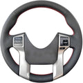 Eiseng DIY Customized Stitch Steering Wheel Cover for Toyota Tacoma 2012-2023 / for Tundra and Sequoia 2014-2022 / for 4Runner 2010-2024 Interior Accessories Black Microfiber Leather (Red Thread)