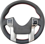 Eiseng DIY Customized Stitch Steering Wheel Cover for Toyota Tacoma 2012-2023 / for Tundra and Sequoia 2014-2022 / for 4Runner 2010-2024 Interior Accessories Black Microfiber Leather (Red Thread)
