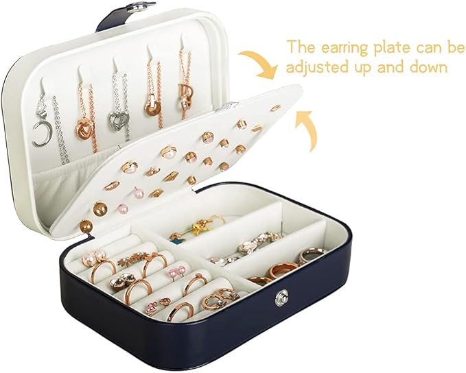 Hatori Travel Jewelry Box, PU Leather Small Jewelry Organizer for Women Girls, Portable Mini Travel Case Display Storage Hold