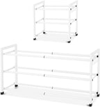 Expandable Shoe Rack for Closet Adjustable Metal Shoe Rack for Entryway 18.5"-33" Free Standing Shoe Organizer 12 Pairs with 