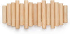 Umbra Picket Wall-Mounted Coat Rack Rail Hook with 5 Retractable Wood Pegs – Modern, Space-Saving Storage Organizer, Natural 